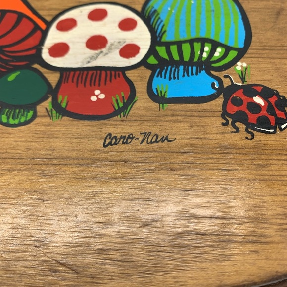 MCM Slenderella Fashion Wicker Basket Woven Painted Mushrooms By Caro Nan - Picture 3 of 16